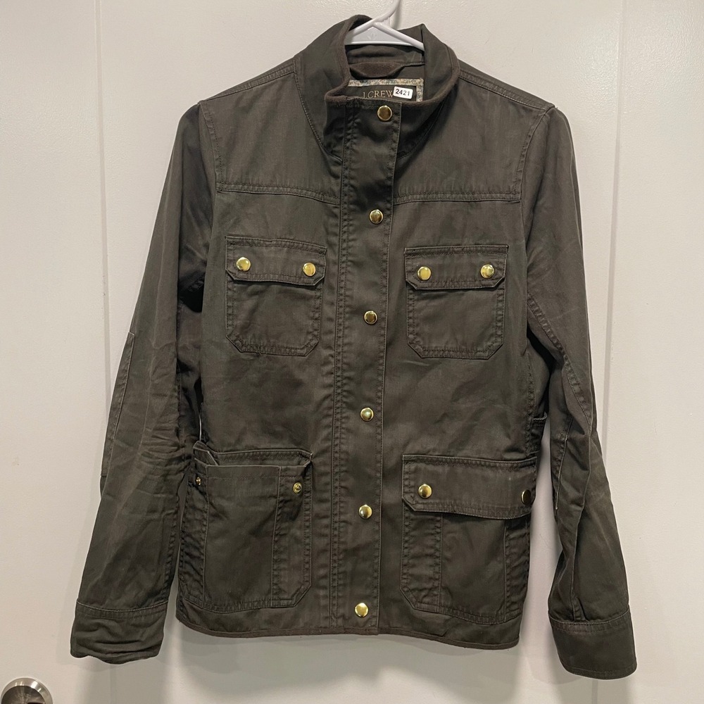J.Crew Relaxed Boyfriend Field Jacket Green Cotton Utility Coat 27584 Small Y2K